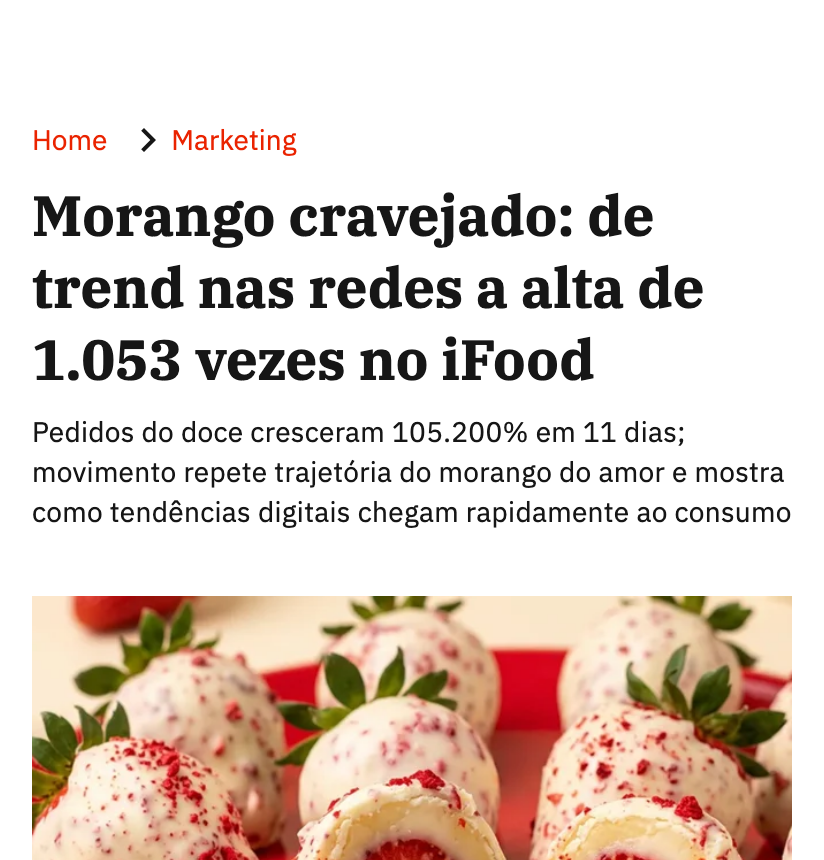 Manchete do Exame: Alta de 1.053 vezes nos pedidos do iFood